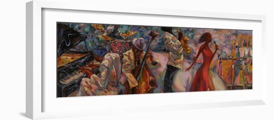 Jazz Singer, Jazz Club, Jazz Band,Oil Painting, Artist Roman Nogin, Series Sounds of Jazz. Looking-ROMAN NOGIN-Framed Photographic Print