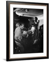 Jazz Trumpet Player Clora Bryant, Playing Trumpet with Dixieland Band in Hermosa Beach-Loomis Dean-Framed Premium Photographic Print