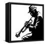 Jazz Trumpet Player-Vector Illustration-isaxar-Framed Stretched Canvas