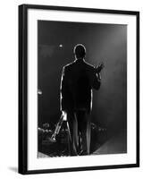 Jazz Trumpeter Louis Armstrong Waving to a Crowd of Adoring Fans as Their Applause Rolls over Him-John Loengard-Framed Premium Photographic Print