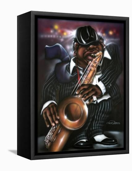 Jazzman Moe-Leonard Jones-Framed Stretched Canvas