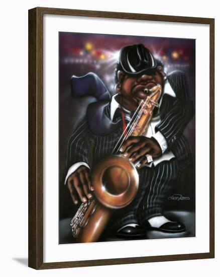 Jazzman Moe-Leonard Jones-Framed Art Print