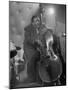 Jazzman Playing a Bass in a Club-Peter Stackpole-Mounted Photographic Print