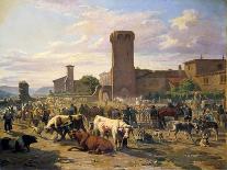 Livestock Market in L'Arbresle, France, Mid-Late 19th Century-JB Louis Guy-Giclee Print