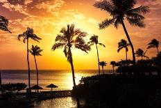 Beautiful Sunset on a Hawaiin Beach with Palm Trees-jdross75-Framed Stretched Canvas