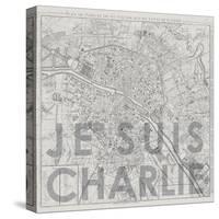 Je Suis Charlie - Map of Paris, France-null-Stretched Canvas