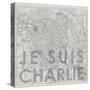 Je Suis Charlie - Map of Paris, France-null-Stretched Canvas