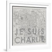 Je Suis Charlie - Map of Paris, France-null-Framed Giclee Print