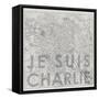 Je Suis Charlie - Map of Paris, France-null-Framed Stretched Canvas