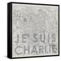 Je Suis Charlie - Map of Paris, France-null-Framed Stretched Canvas