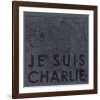 Je Suis Charlie - Map of Paris, France-null-Framed Giclee Print