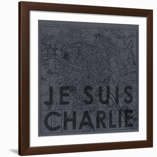 Je Suis Charlie - Map of Paris, France-null-Framed Giclee Print