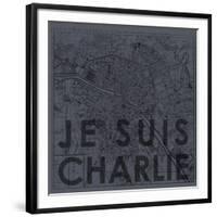 Je Suis Charlie - Map of Paris, France-null-Framed Giclee Print