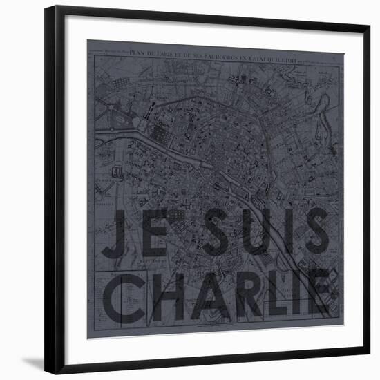 Je Suis Charlie - Map of Paris, France-null-Framed Giclee Print