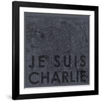 Je Suis Charlie - Map of Paris, France-null-Framed Giclee Print