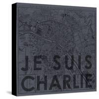 Je Suis Charlie - Map of Paris, France-null-Stretched Canvas