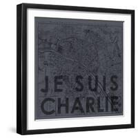 Je Suis Charlie - Map of Paris, France-null-Framed Premium Giclee Print