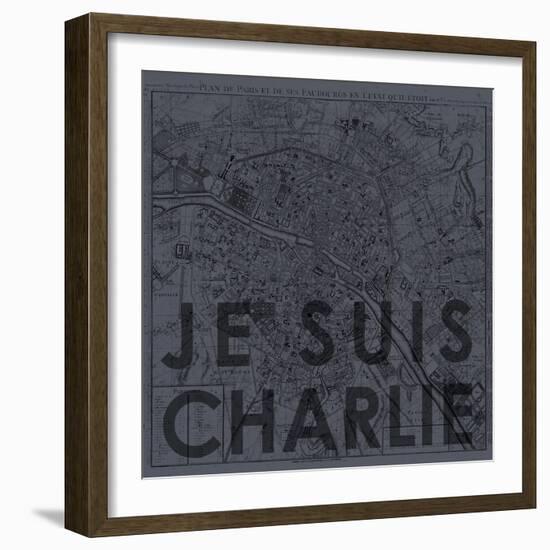 Je Suis Charlie - Map of Paris, France-null-Framed Giclee Print