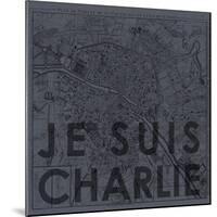 Je Suis Charlie - Map of Paris, France-null-Mounted Giclee Print