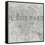 Je Suis Paris - Map of Paris, France-null-Framed Stretched Canvas