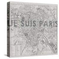 Je Suis Paris - Map of Paris, France-null-Stretched Canvas