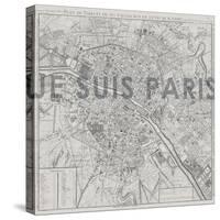 Je Suis Paris - Map of Paris, France-null-Stretched Canvas
