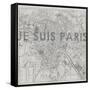 Je Suis Paris - Map of Paris, France-null-Framed Stretched Canvas