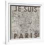 Je Suis Paris - Map of Paris, France-null-Framed Giclee Print