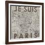 Je Suis Paris - Map of Paris, France-null-Framed Giclee Print