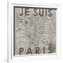 Je Suis Paris - Map of Paris, France-null-Framed Giclee Print