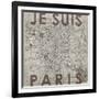 Je Suis Paris - Map of Paris, France-null-Framed Giclee Print