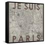 Je Suis Paris - Map of Paris, France-null-Framed Stretched Canvas