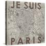 Je Suis Paris - Map of Paris, France-null-Stretched Canvas