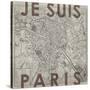 Je Suis Paris - Map of Paris, France-null-Stretched Canvas