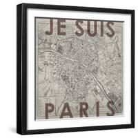 Je Suis Paris - Map of Paris, France-null-Framed Giclee Print