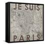 Je Suis Paris - Map of Paris, France-null-Framed Stretched Canvas