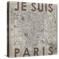 Je Suis Paris - Map of Paris, France-null-Stretched Canvas