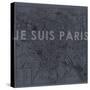 Je Suis Paris - Map of Paris, France-null-Stretched Canvas