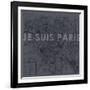 Je Suis Paris - Map of Paris, France-null-Framed Giclee Print