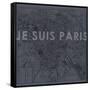 Je Suis Paris - Map of Paris, France-null-Framed Stretched Canvas