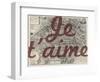 Je Taime - Paris, France, Vintage Map-null-Framed Giclee Print