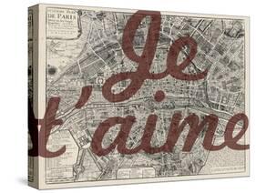 Je Taime - Paris, France, Vintage Map-null-Stretched Canvas