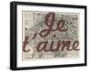 Je Taime - Paris, France, Vintage Map-null-Framed Giclee Print