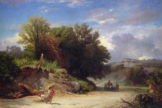 A View of the Roman Countryside, 1848 (Oil on Canvas)-Jean Achille Benouville-Giclee Print