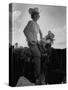 Jean Anne Evans, 14 Month Old Texas Girl, Falling Asleep on Horse with Her Mother-Allan Grant-Stretched Canvas