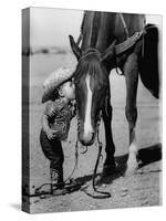 Jean Anne Evans, 14 Month Old Texas Girl Kissing Her Horse-Allan Grant-Stretched Canvas