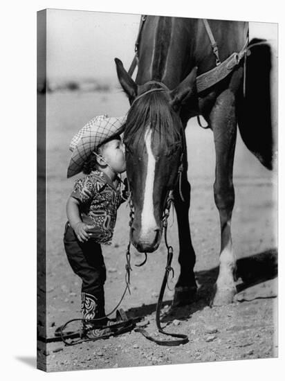 Jean Anne Evans, 14 Month Old Texas Girl Kissing Her Horse-Allan Grant-Stretched Canvas