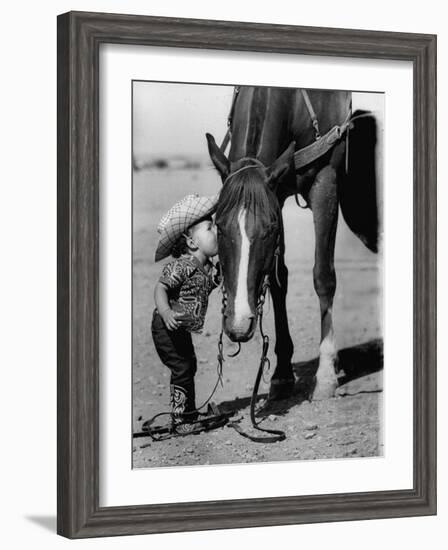 Jean Anne Evans, 14 Month Old Texas Girl Kissing Her Horse-Allan Grant-Framed Photographic Print