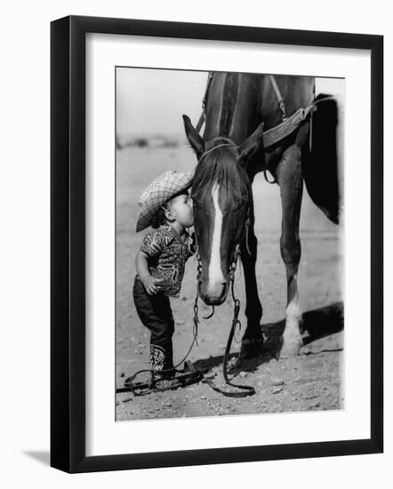 Jean Anne Evans, 14 Month Old Texas Girl Kissing Her Horse-Allan Grant-Framed Photographic Print