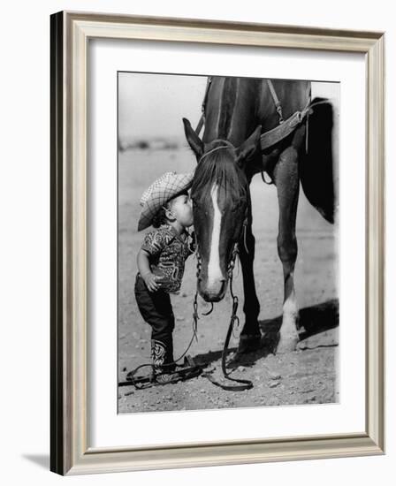 Jean Anne Evans, 14 Month Old Texas Girl Kissing Her Horse-Allan Grant-Framed Photographic Print